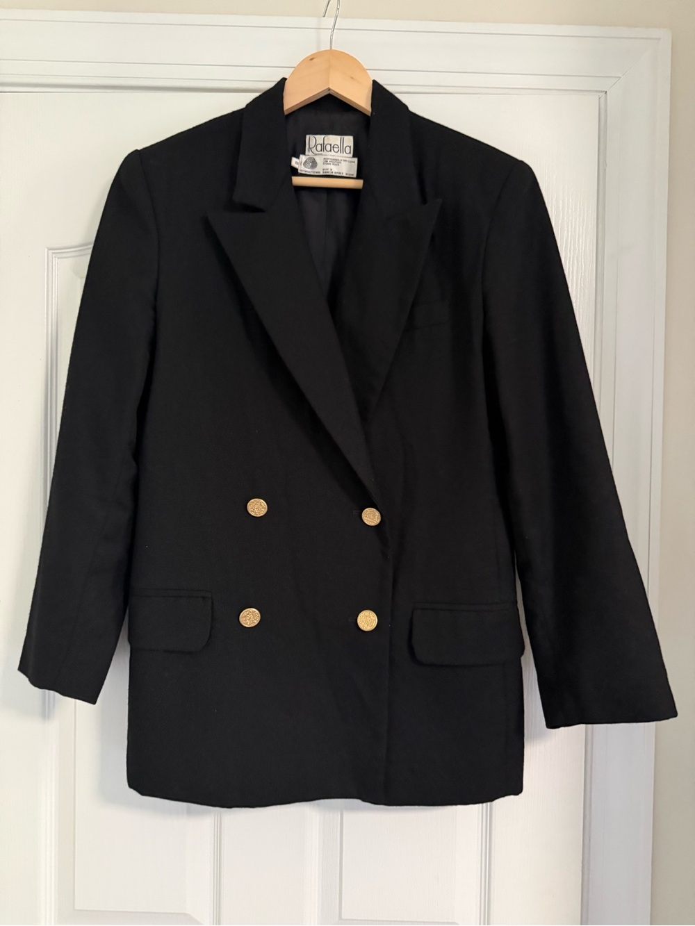 Rafaella Black Double-Breasted Blazer with Gold Buttons